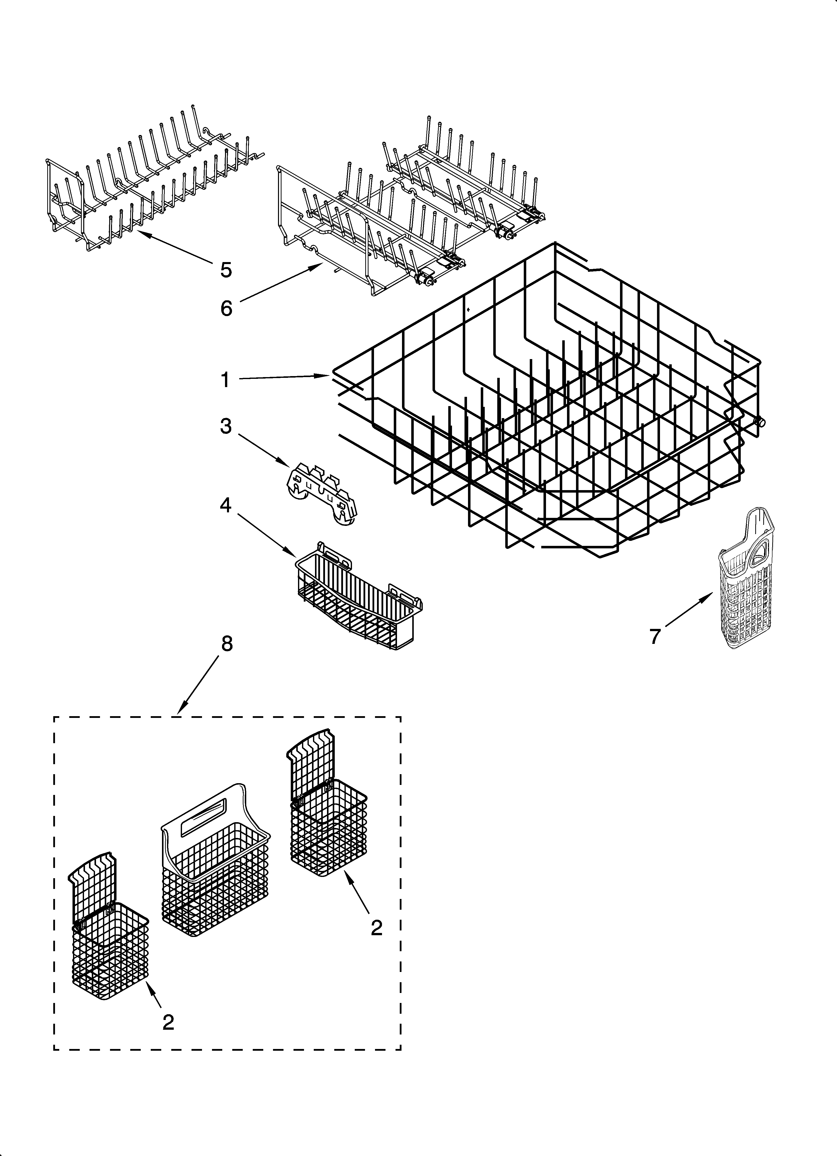 Lower rack parts, optional parts (not included)