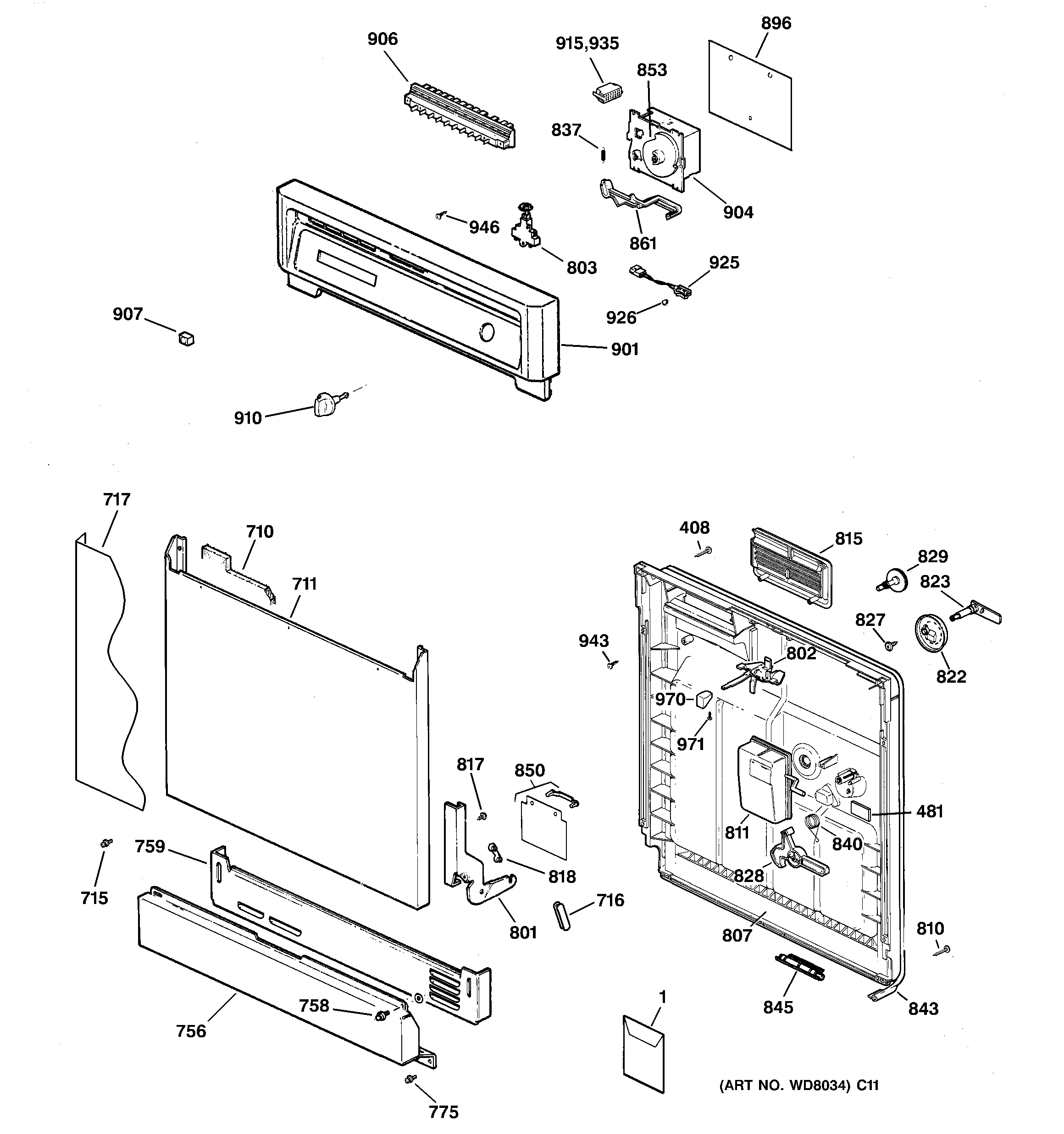 Escutcheon & door assembly