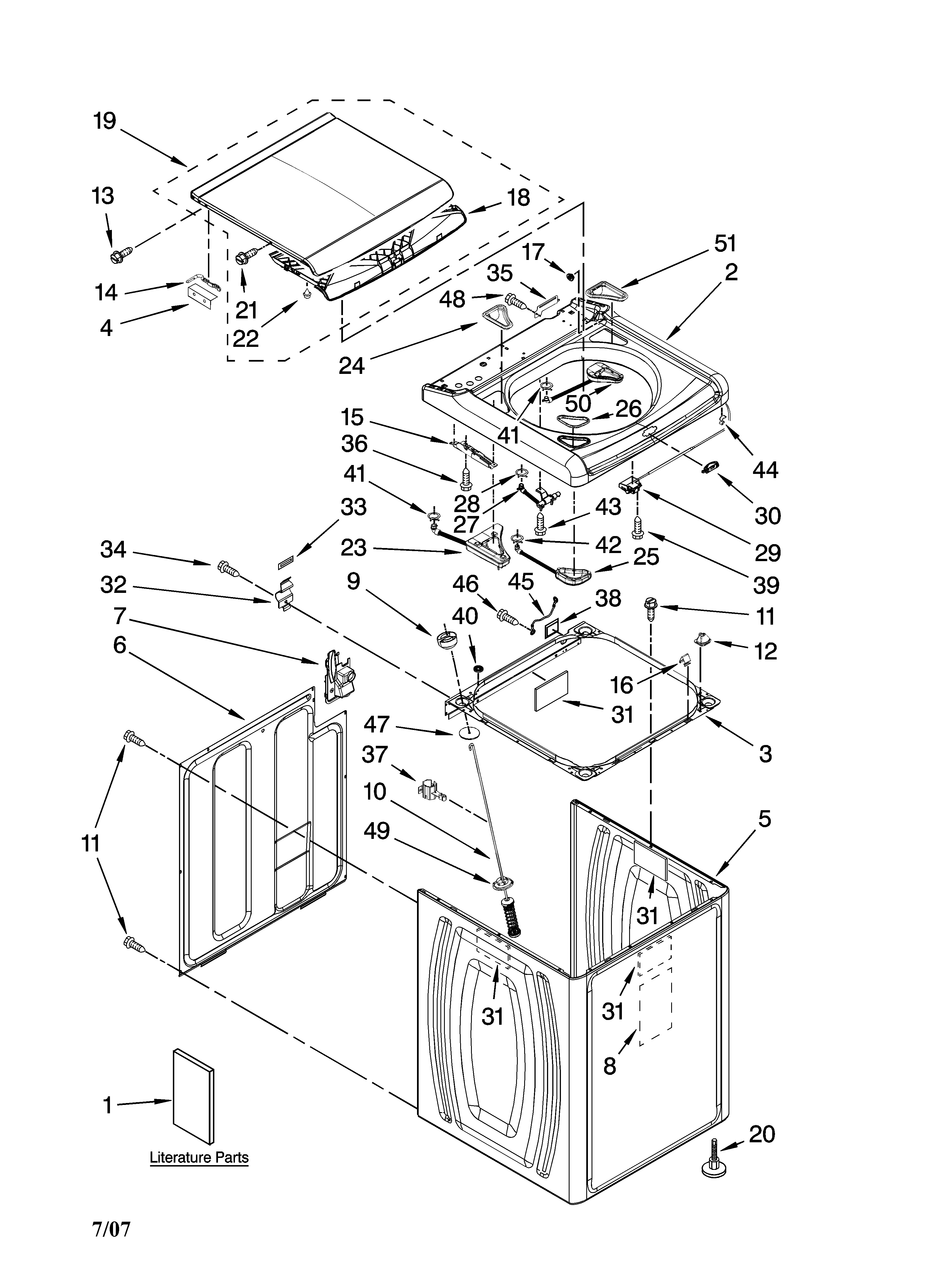 Top and cabinet parts