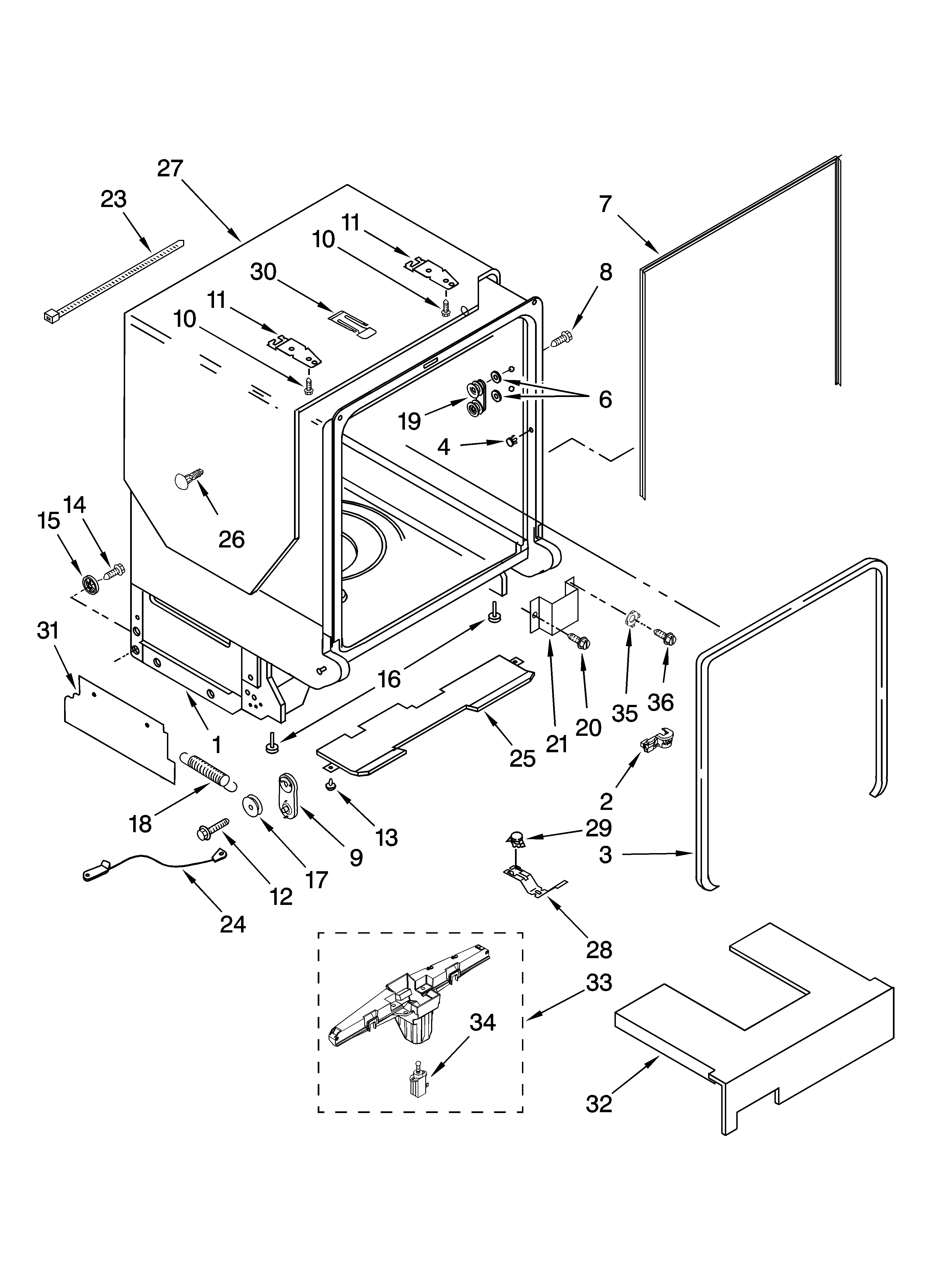 TUB AND FRAME PARTS