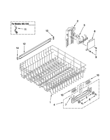 Upper rack and track parts