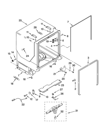 Tub and frame parts
