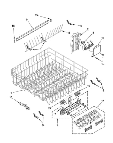 Upper rack and track parts