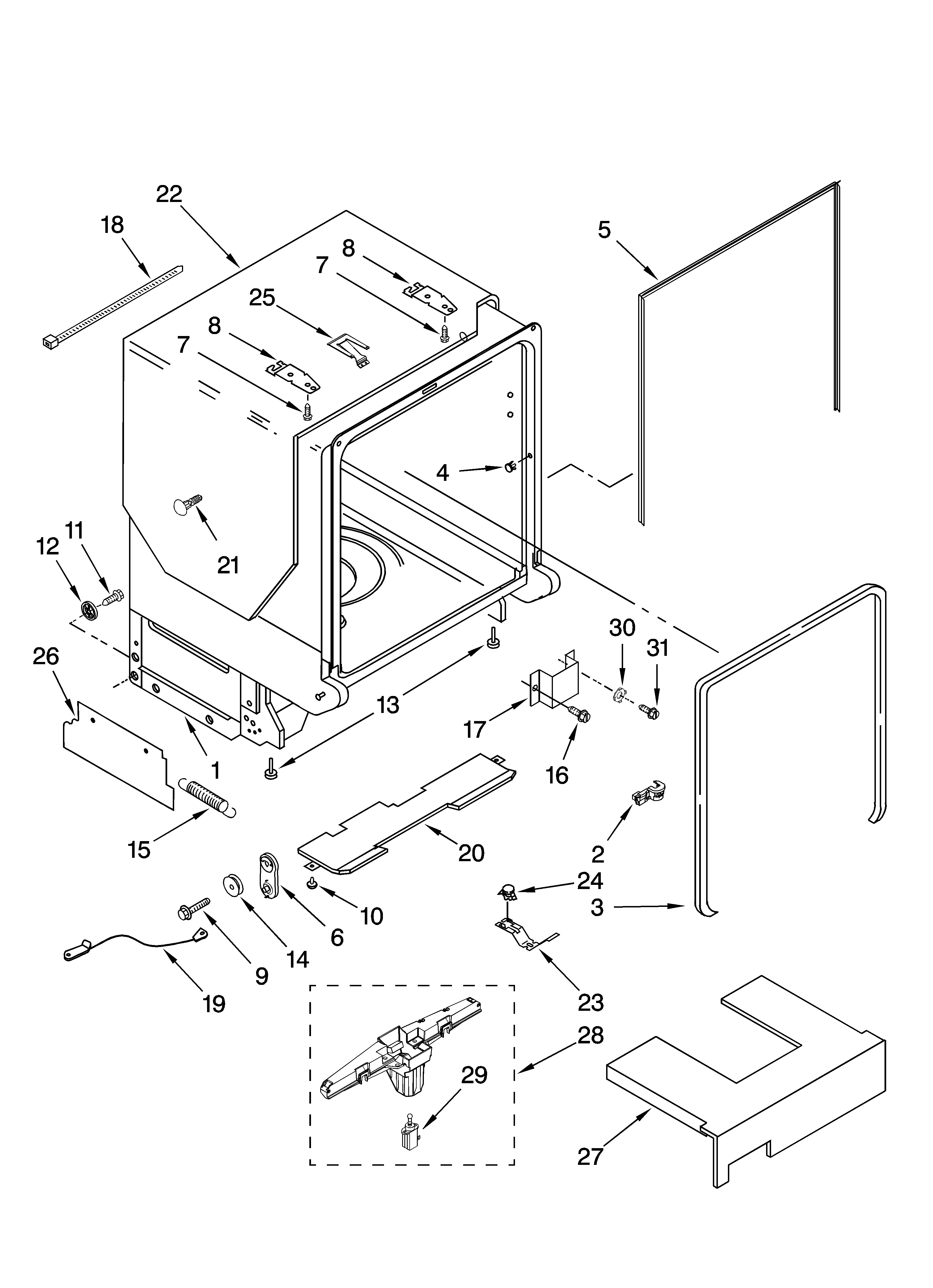 Tub and frame parts