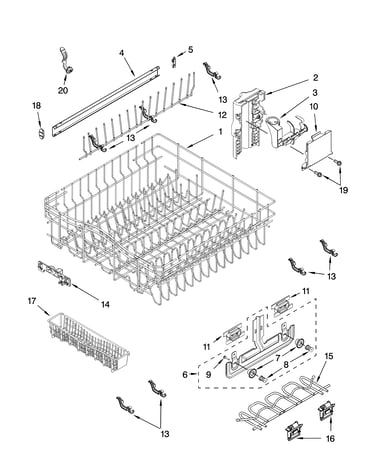 Upper rack and track parts
