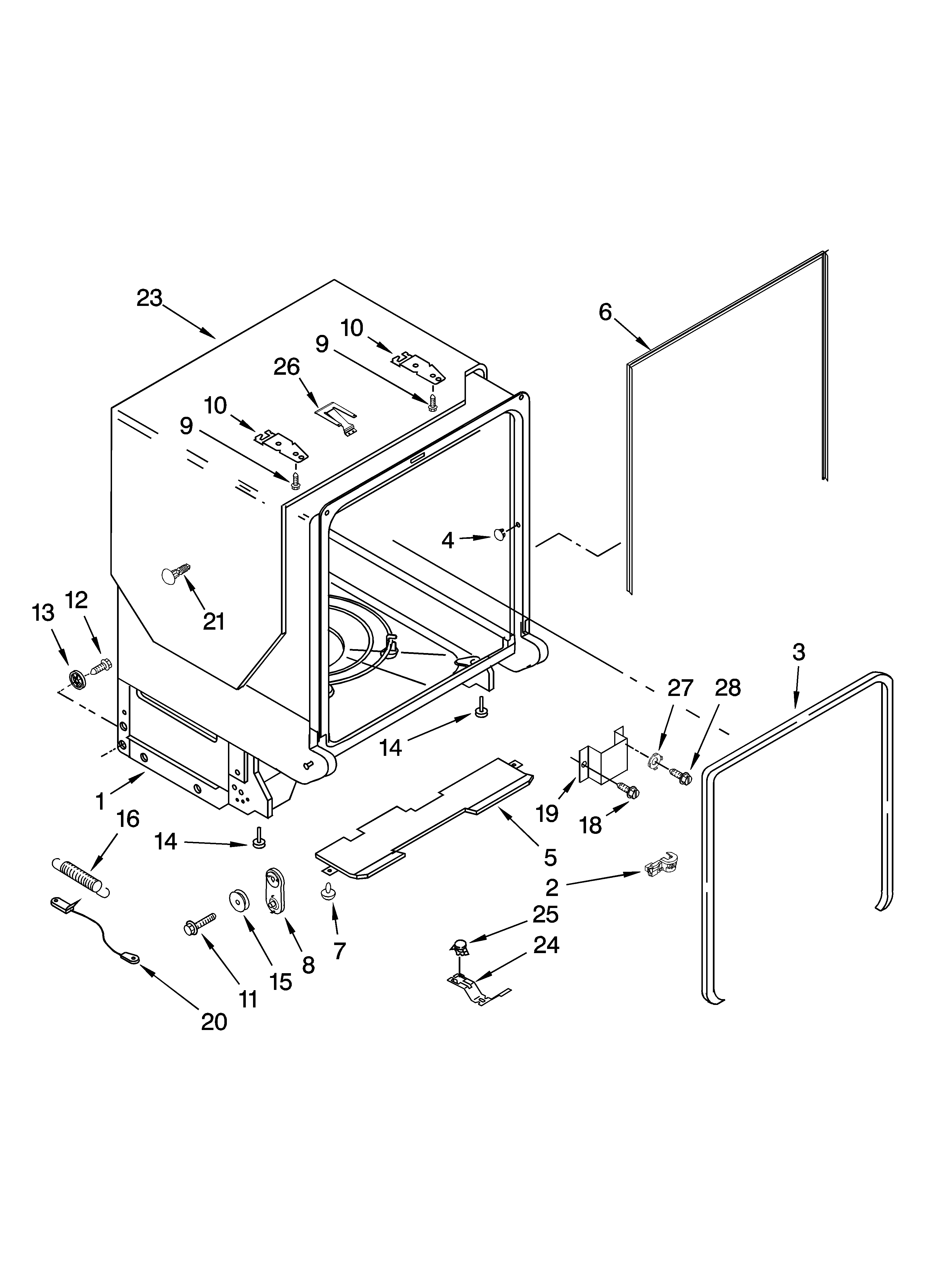 Tub and frame parts