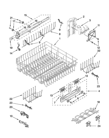 Upper rack and track parts