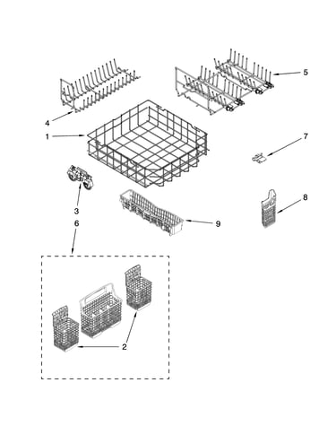 Lower rack parts, optional parts (not included)