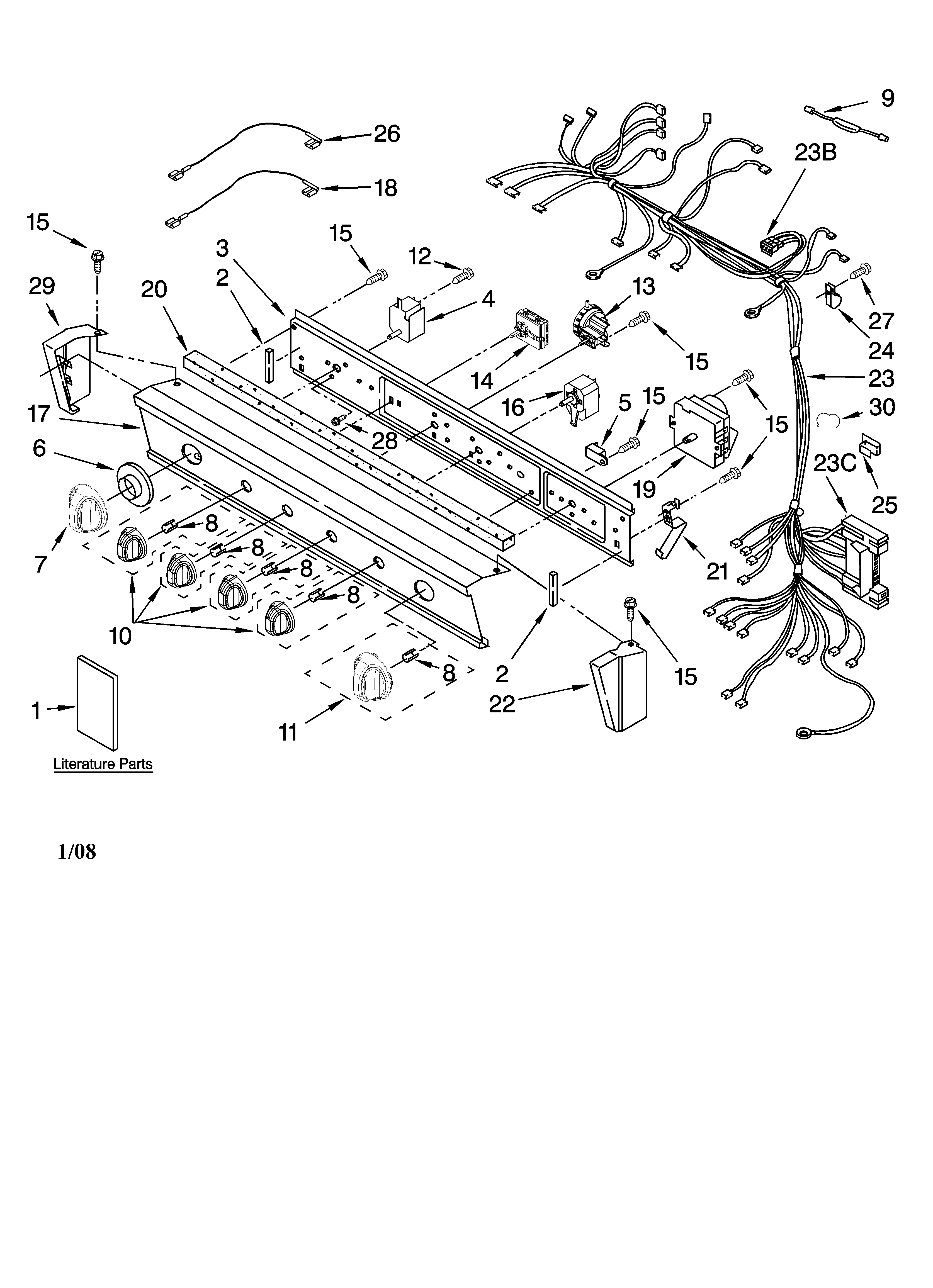 Washer/dryer control panel parts