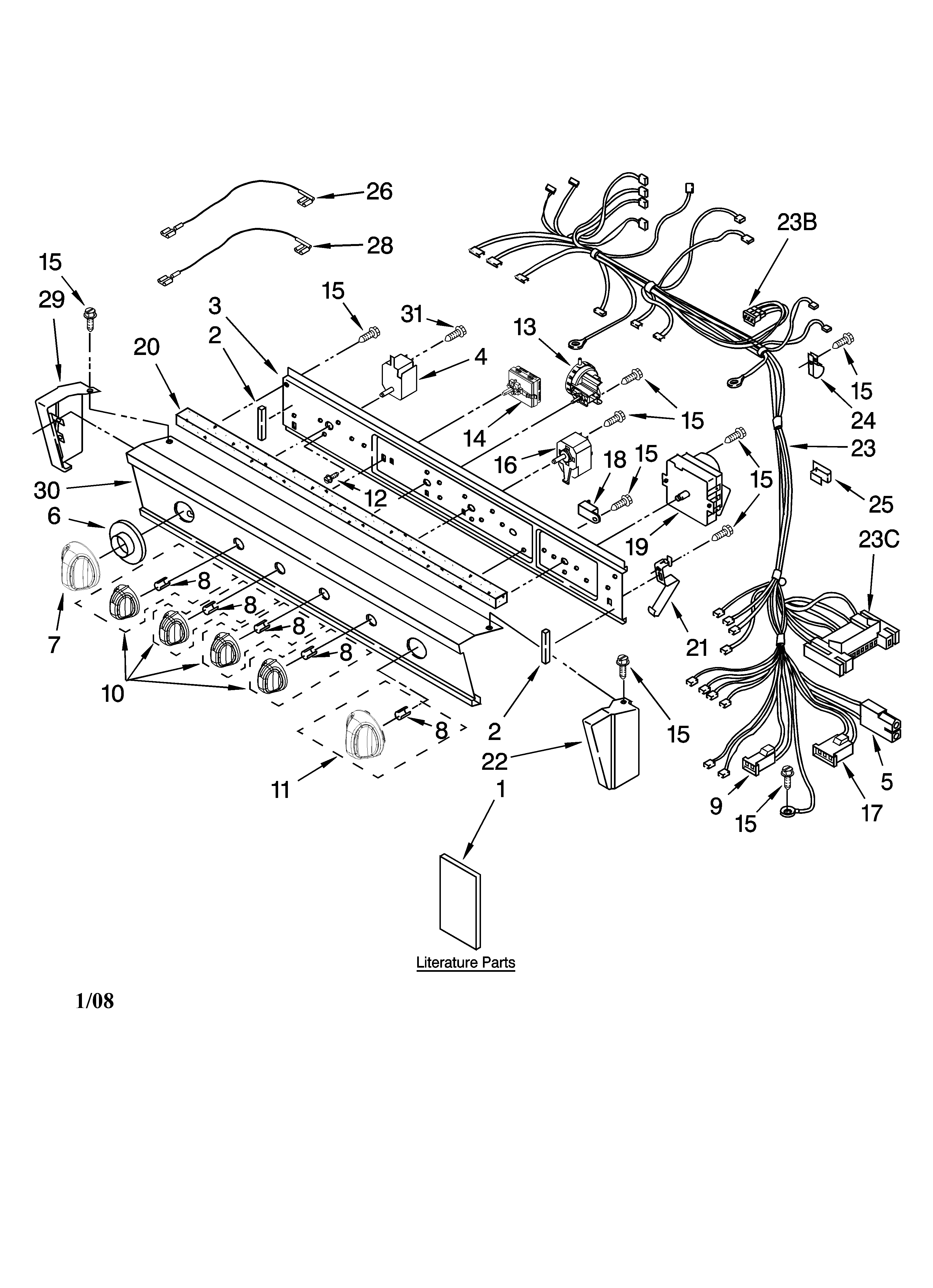 Washer/dryer control panel parts