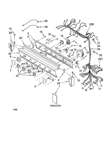 Washer/dryer control panel parts