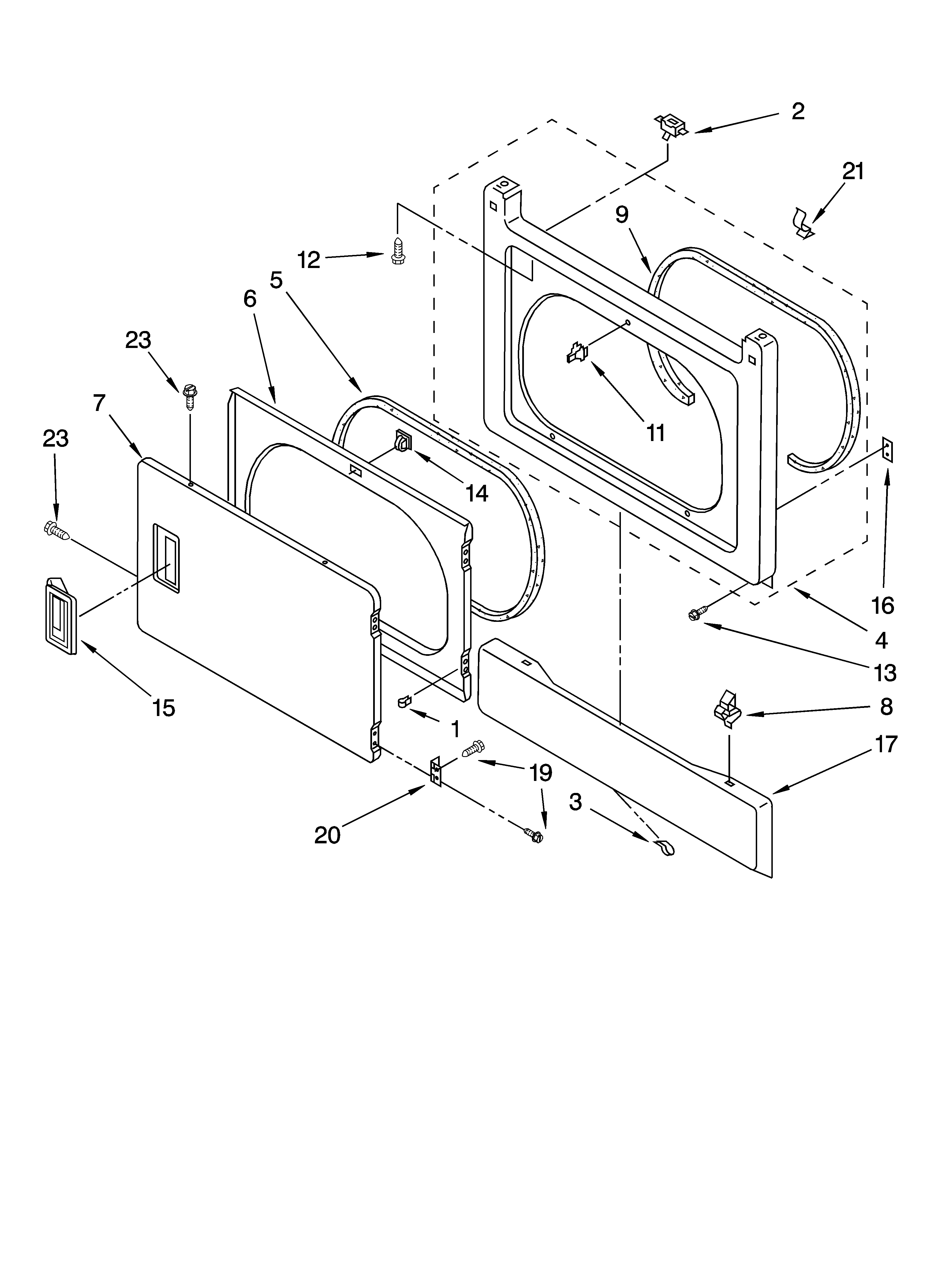 Dryer front panel and door parts, optional parts (not