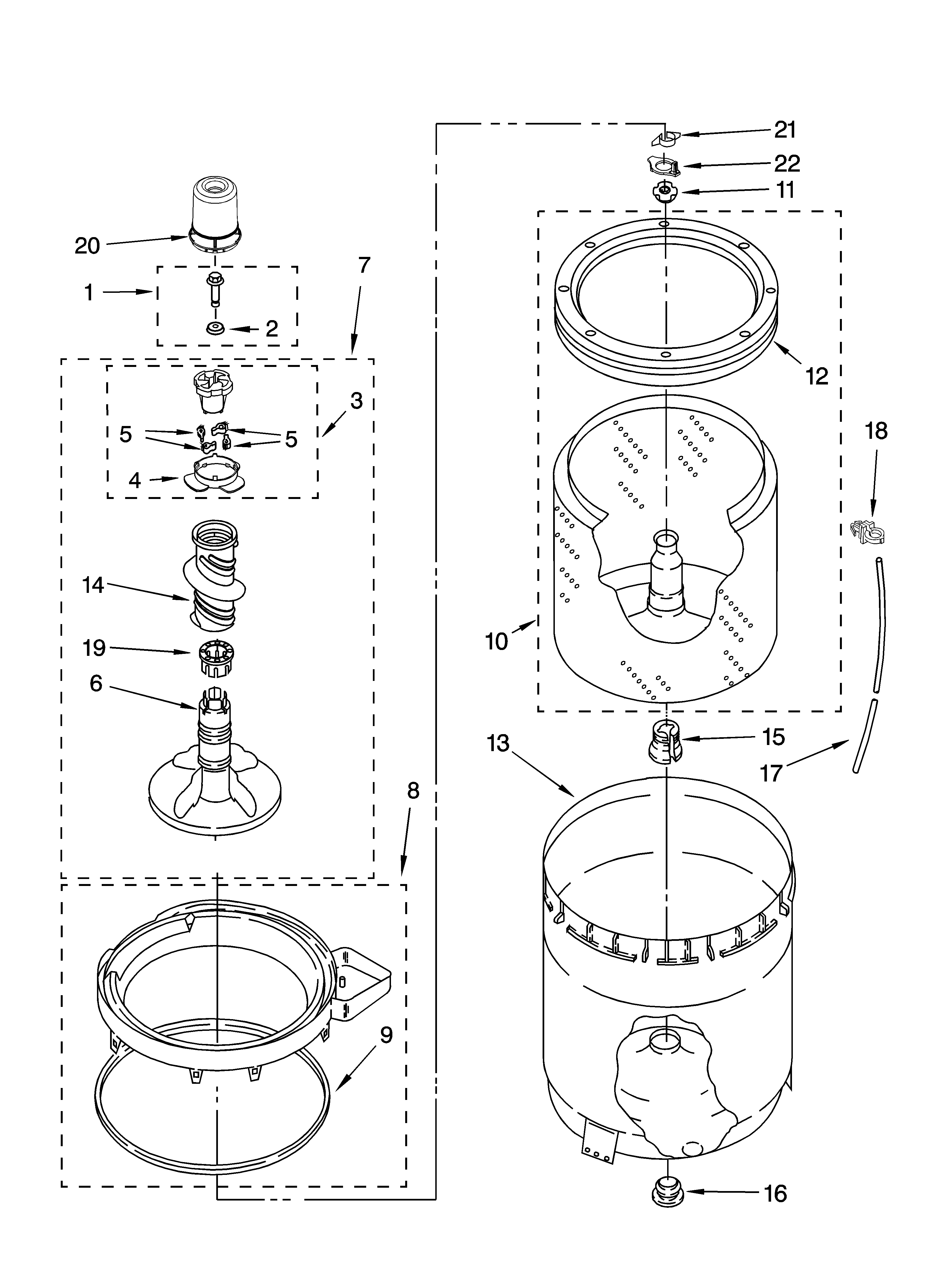 Agitator, basket and tub parts