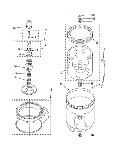 Agitator, basket and tub parts