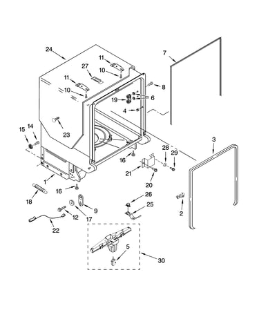 Tub and frame parts