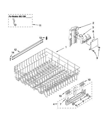 Upper rack and track parts