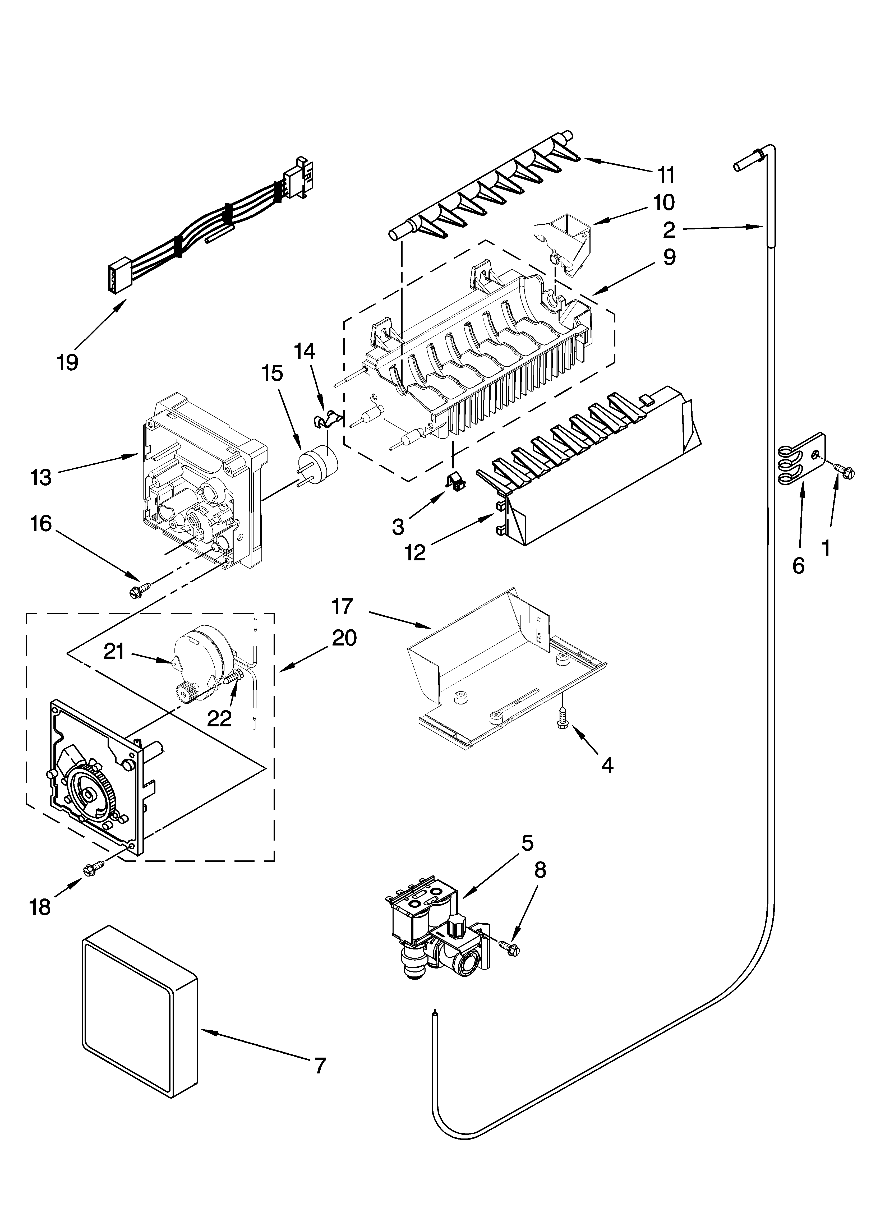 Icemaker parts, optional parts (not included)