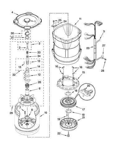 Motor, basket and tub parts