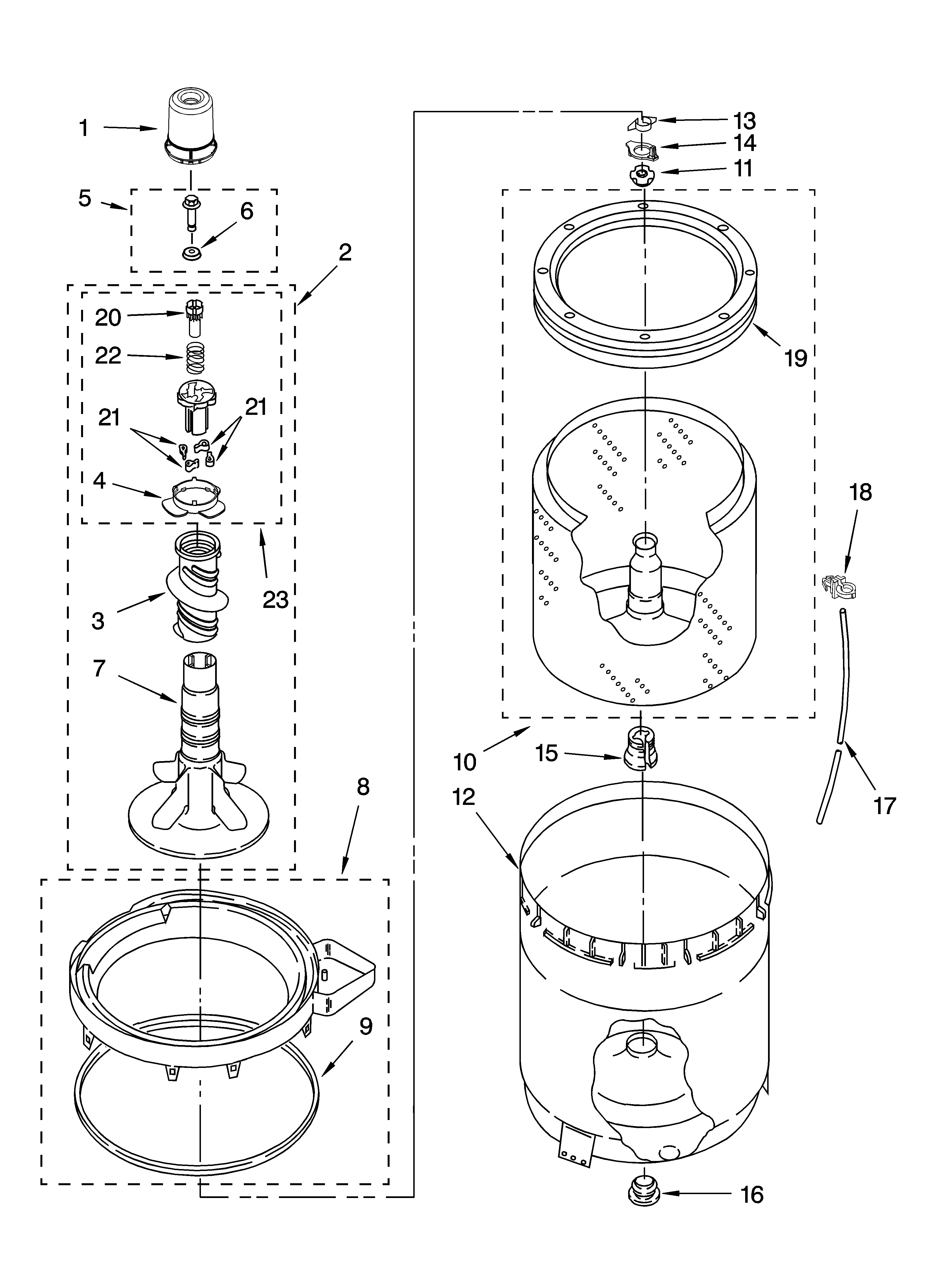 Agitator, basket and tub parts
