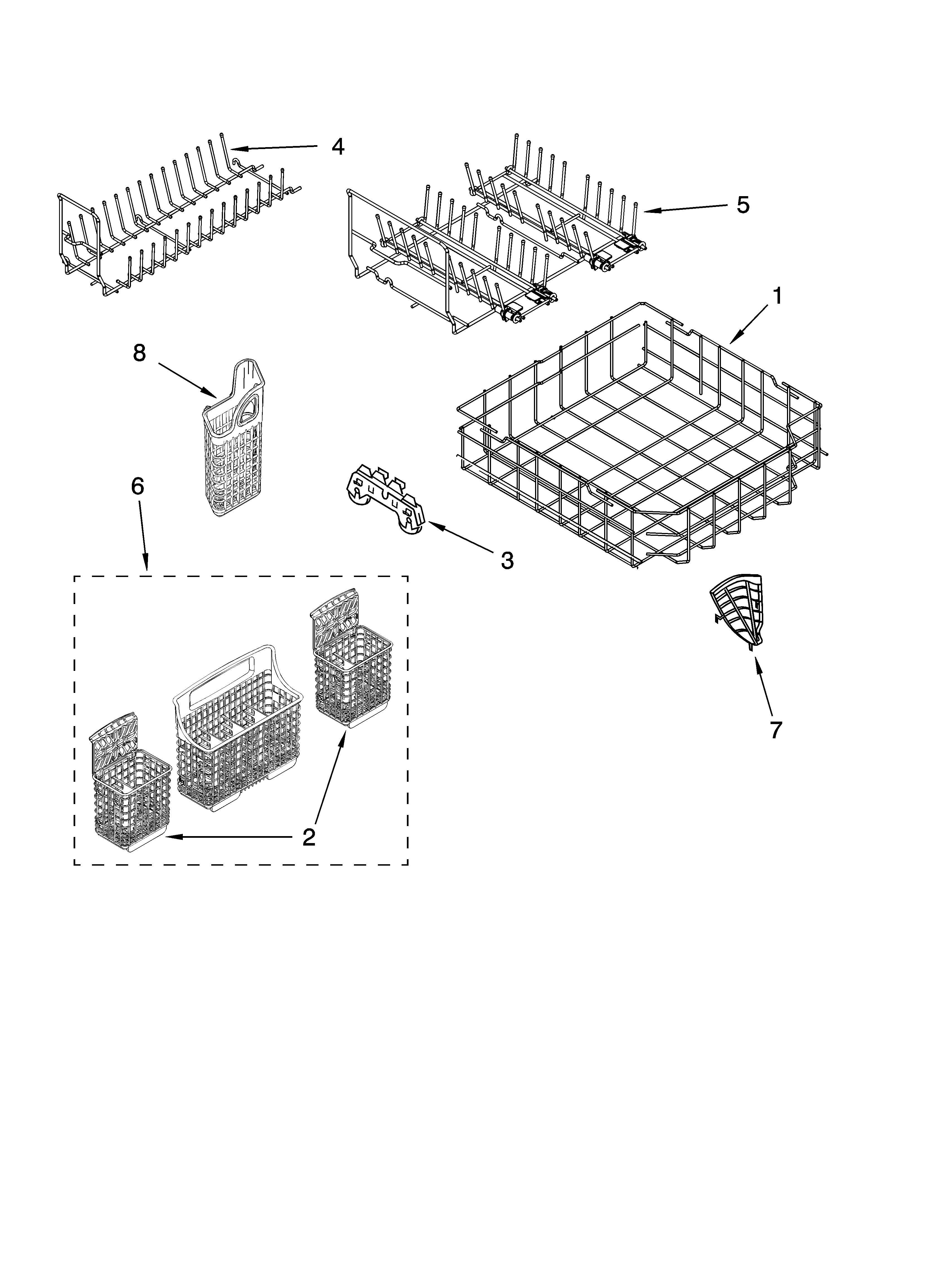 LOWER RACK PARTS, OPTIONAL PARTS (NOT INCLUDED)