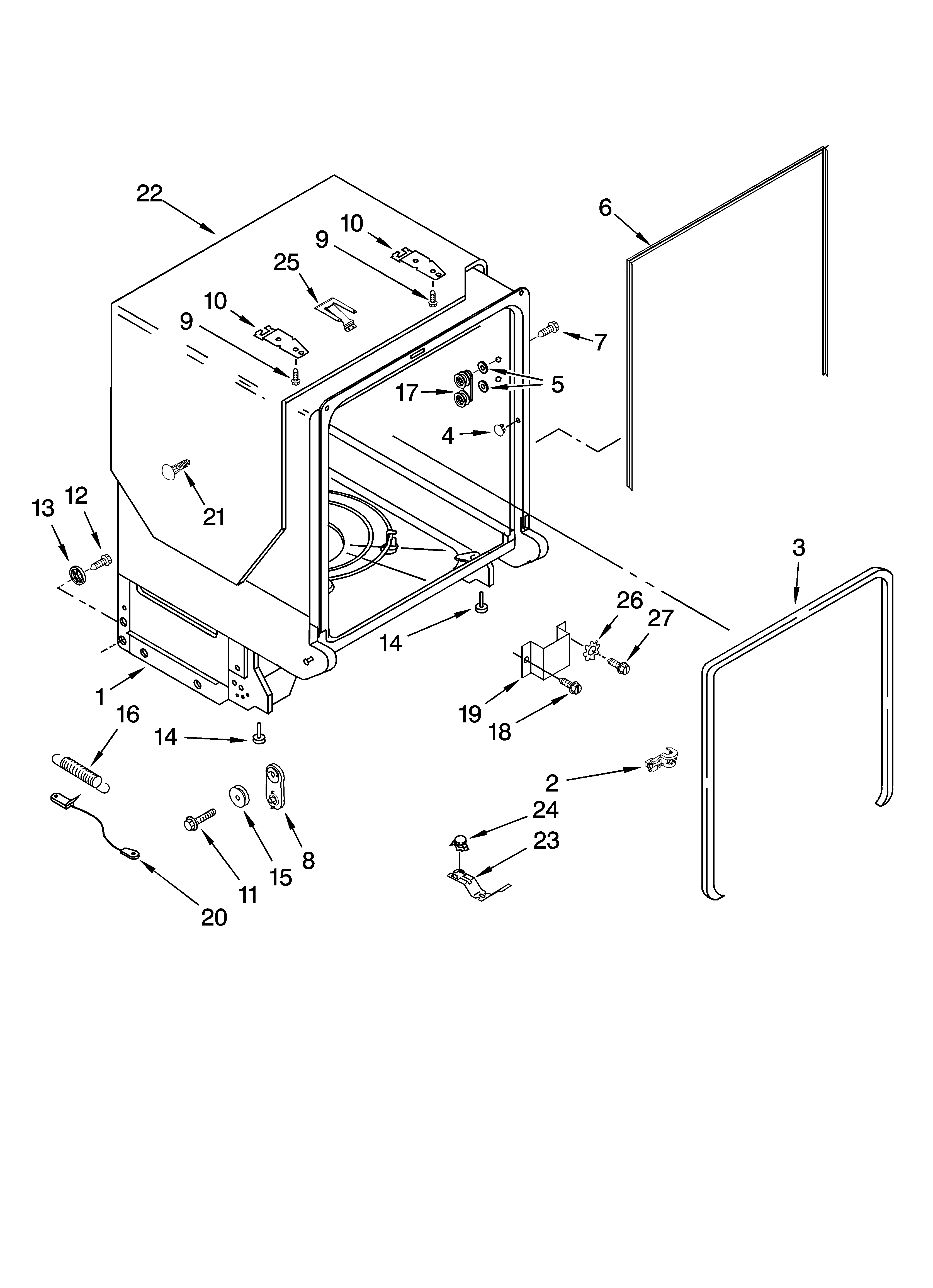 TUB AND FRAME PARTS