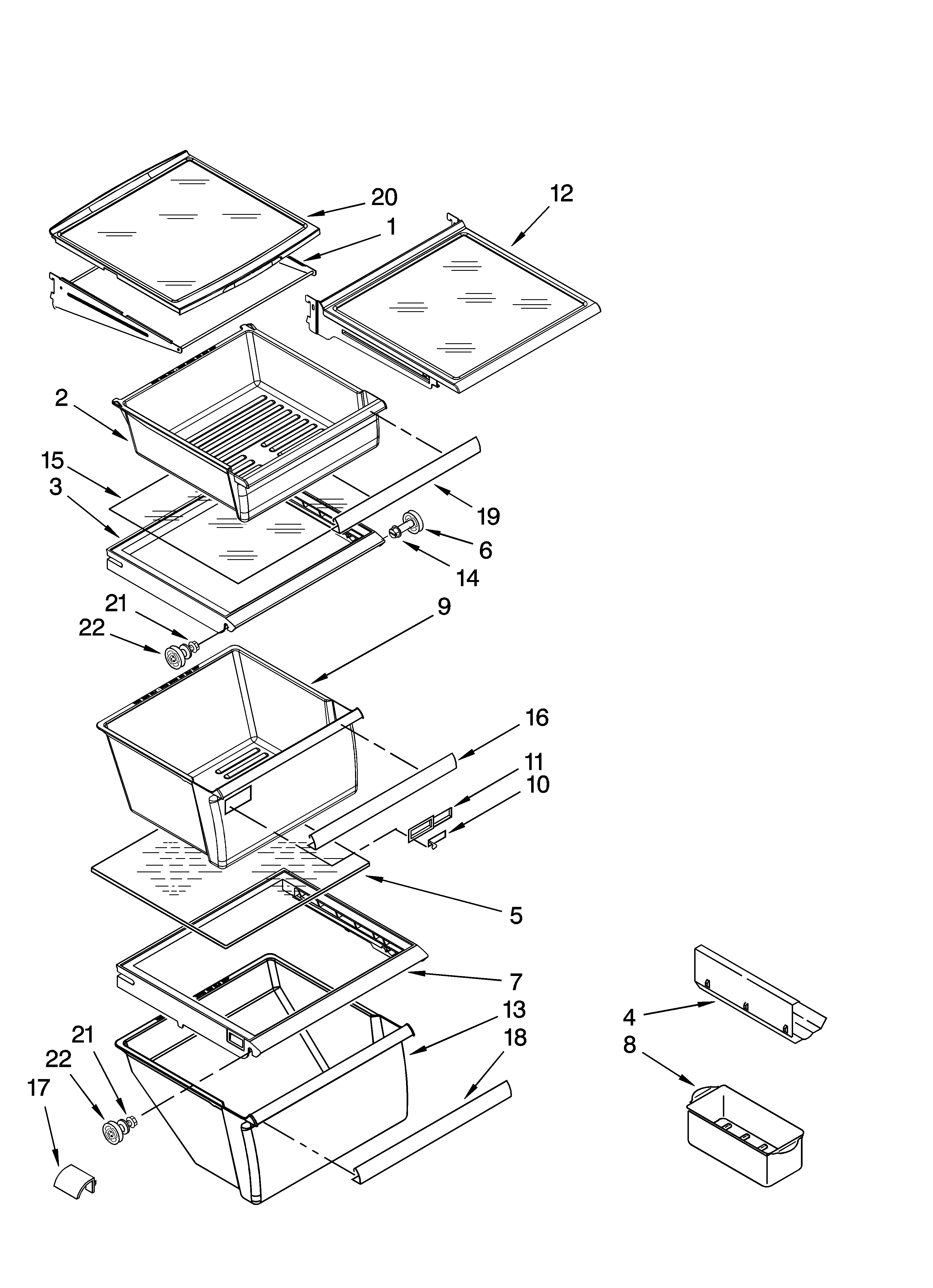 Refrigerator shelf parts
