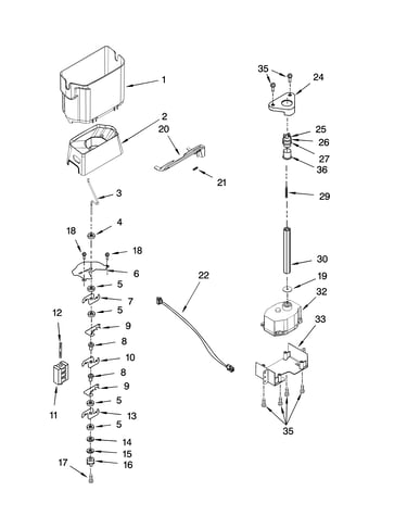 Motor and ice container parts