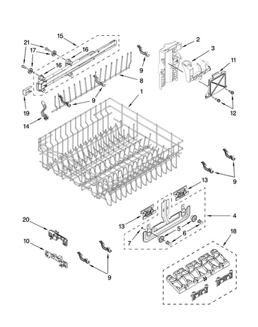 Upper rack and track parts