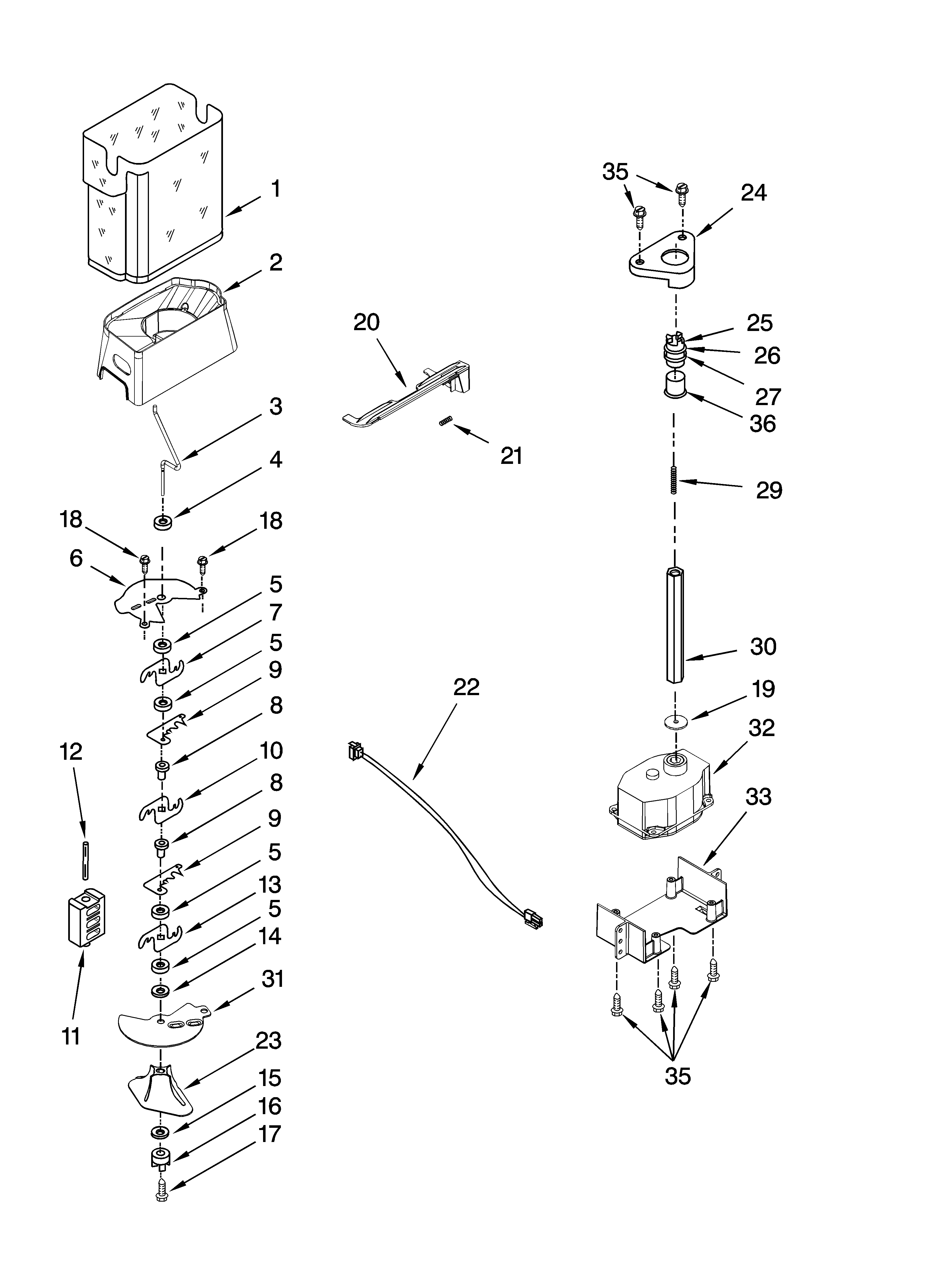 MOTOR AND ICE CONTAINER PARTS