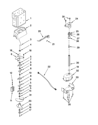 Motor and ice container parts