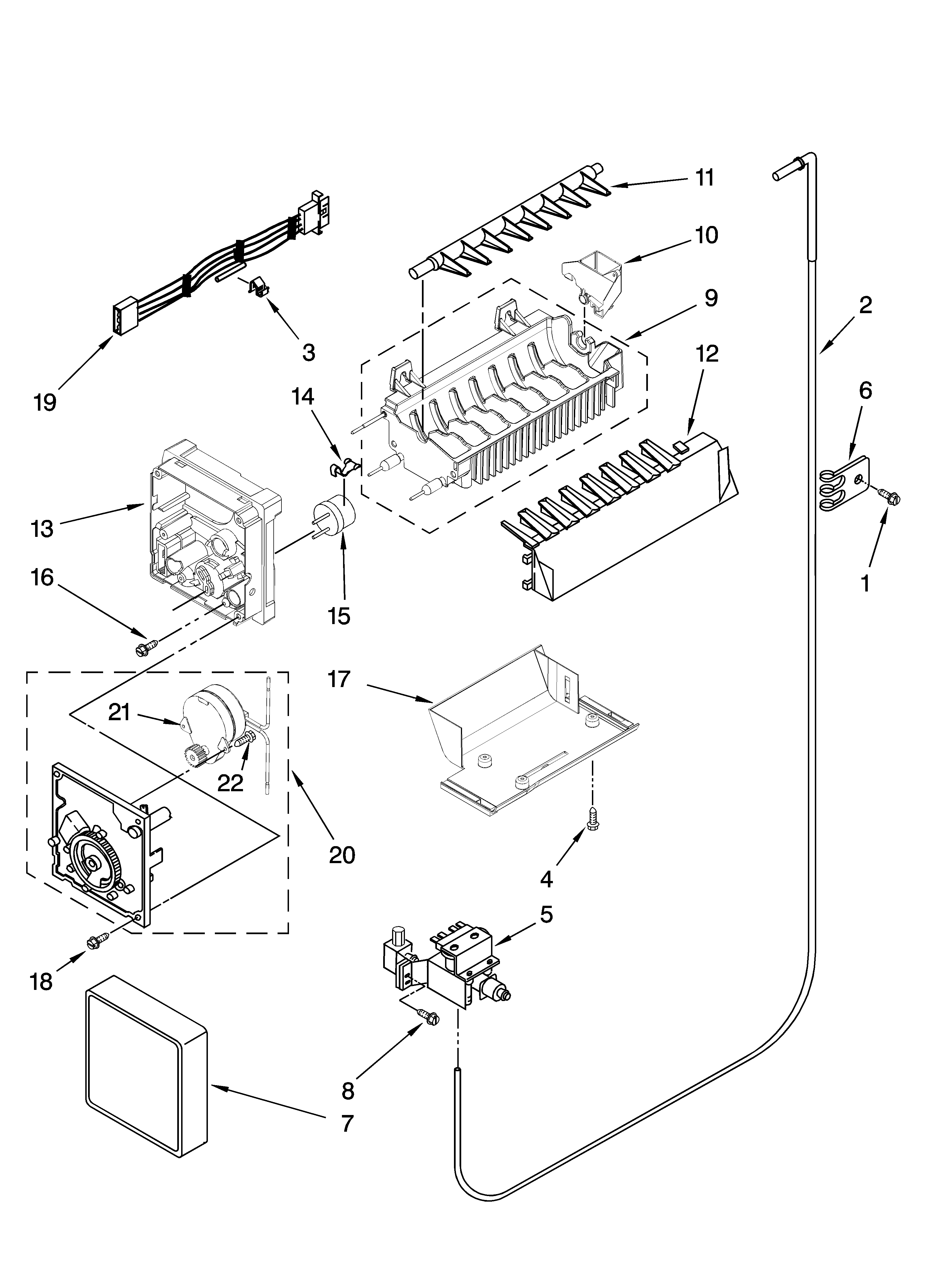 Icemaker parts, optional parts (not included)