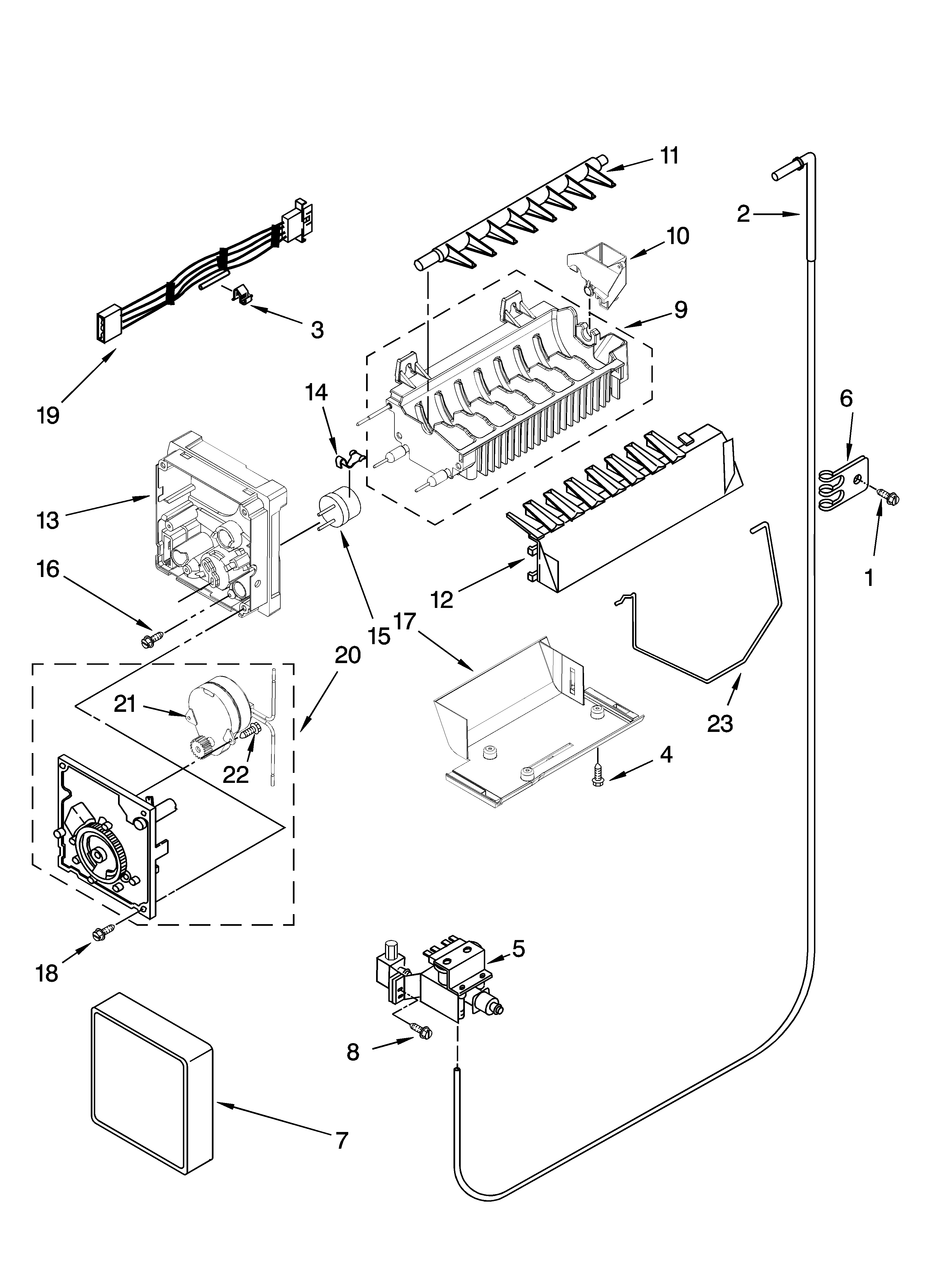 Icemaker parts, optional parts (not included)