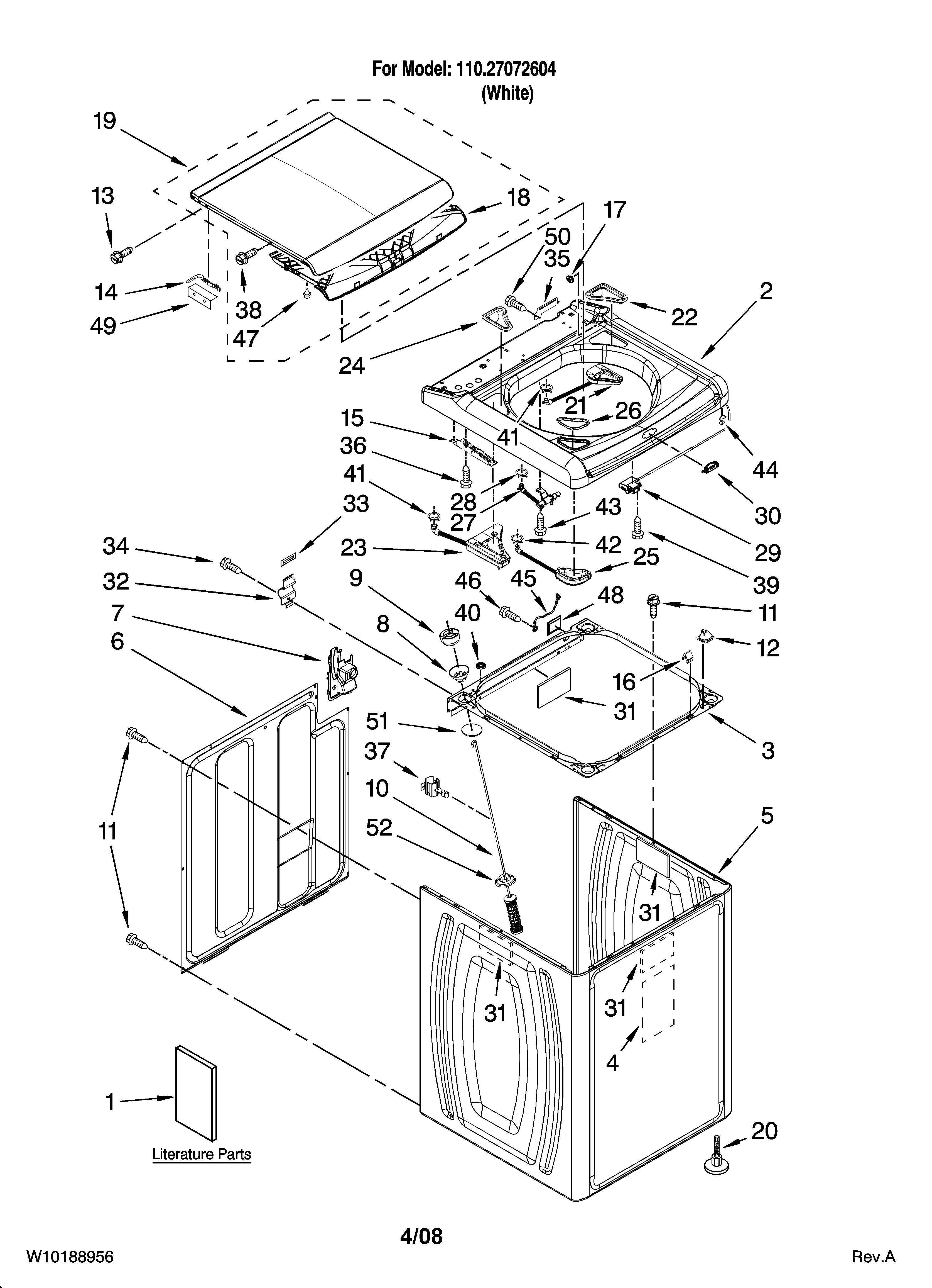Top and cabinet parts