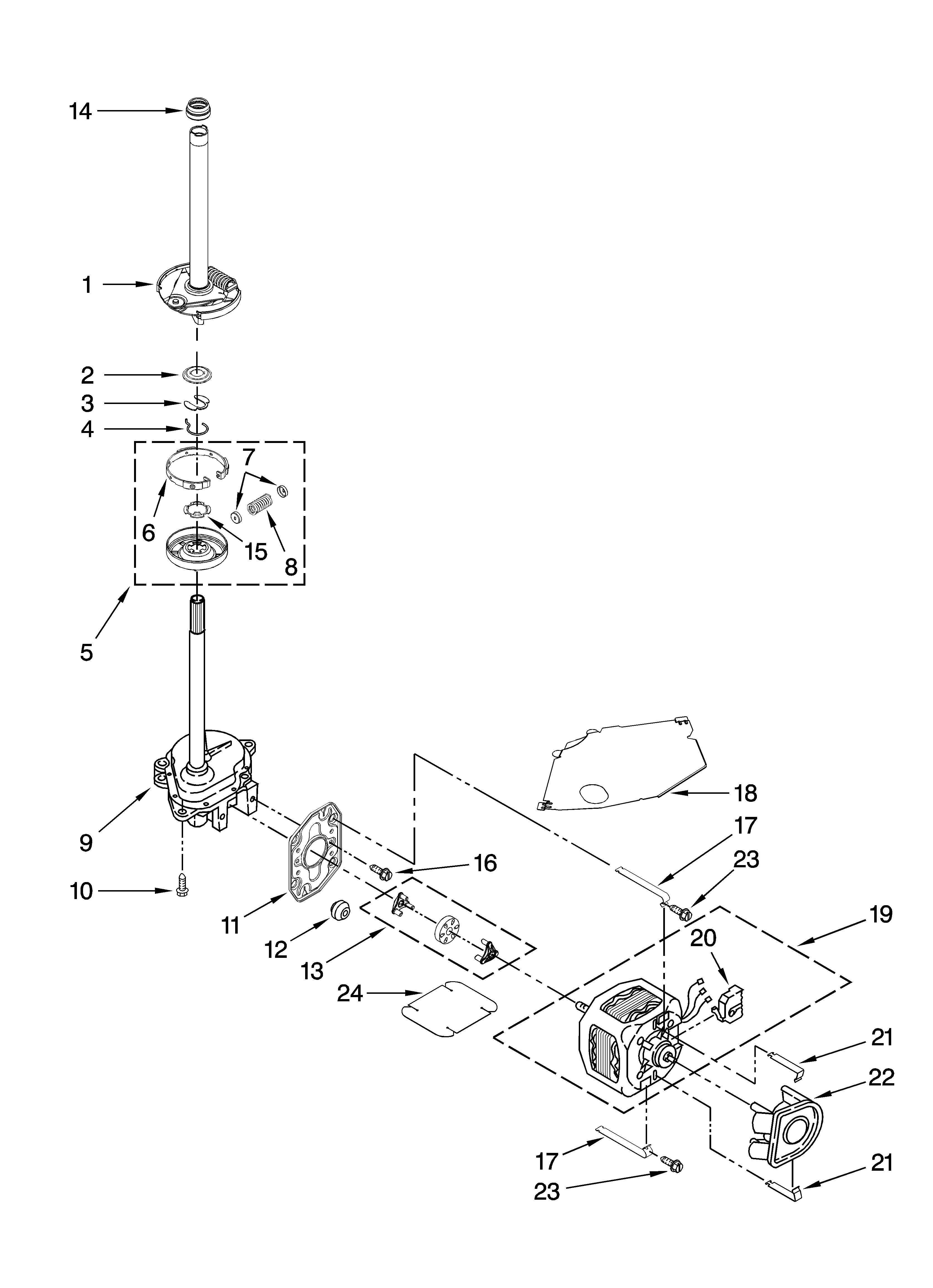 Brake, clutch, gearcase, motor and pump parts