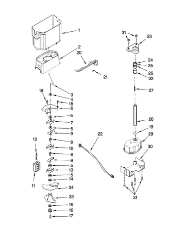 Motor and ice container parts