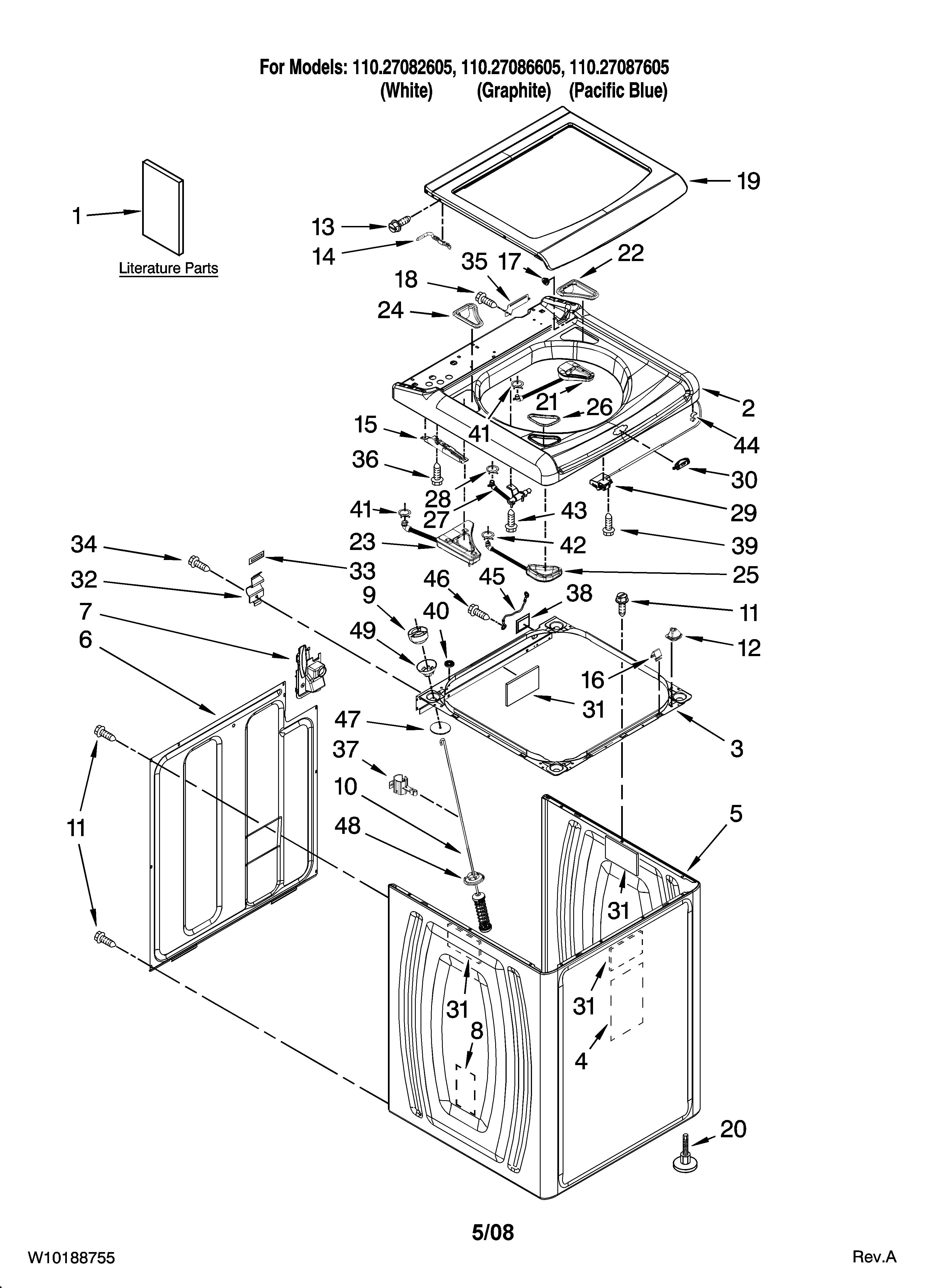 Top and cabinet parts