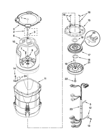 Motor, basket and tub parts