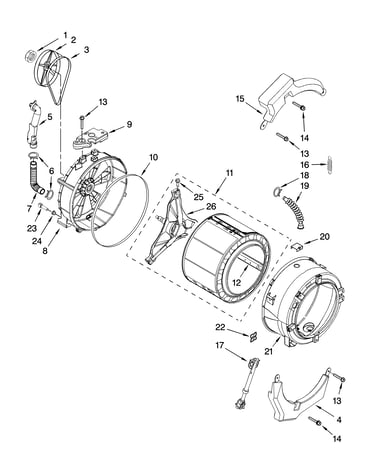 Tub and basket parts, optional parts (not included)
