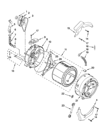Tub and basket parts, optional parts (not included)