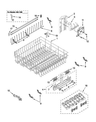 Upper rack and track parts