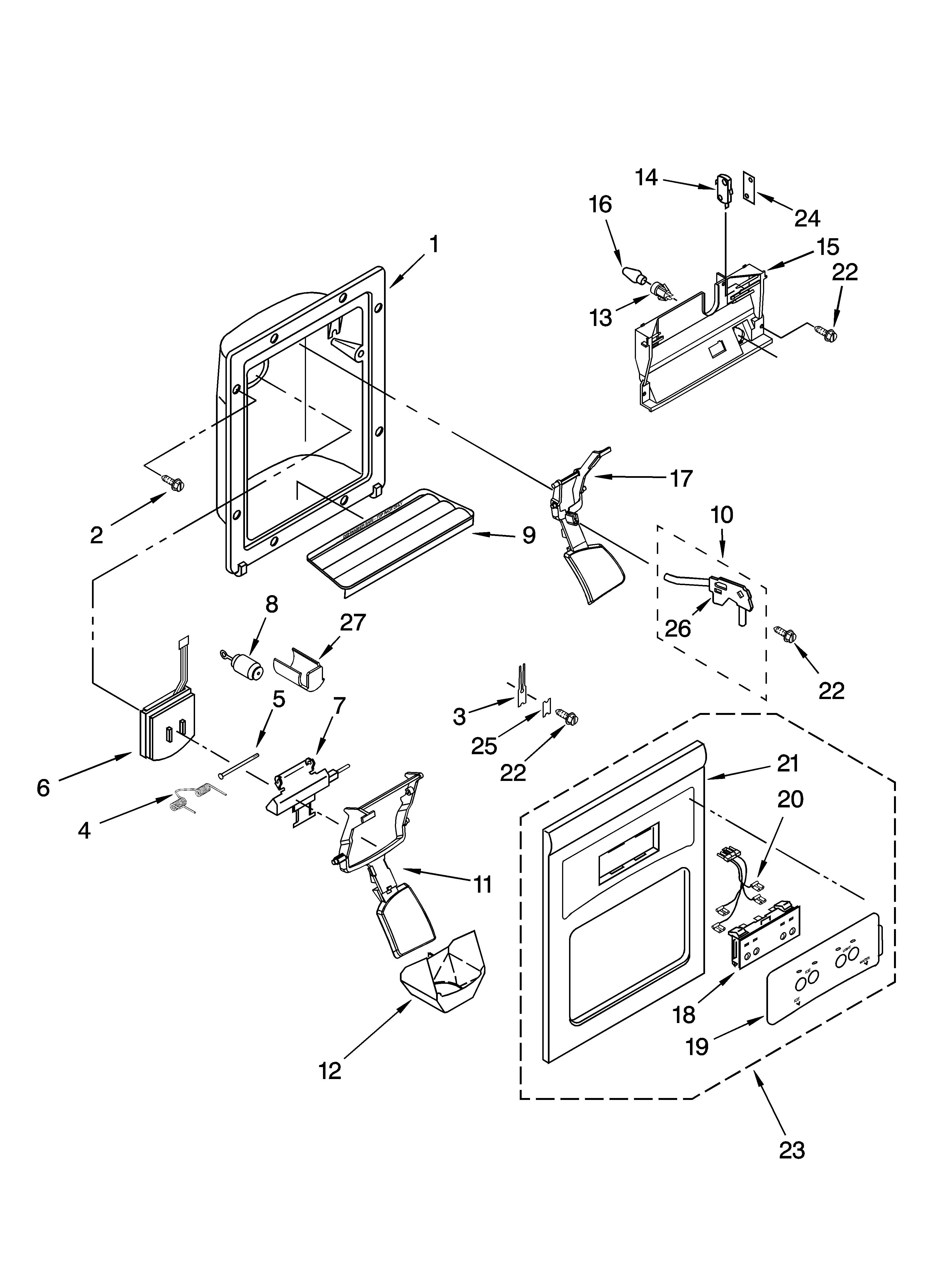 Dispenser front parts