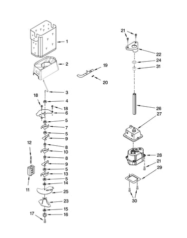 Motor and ice container parts