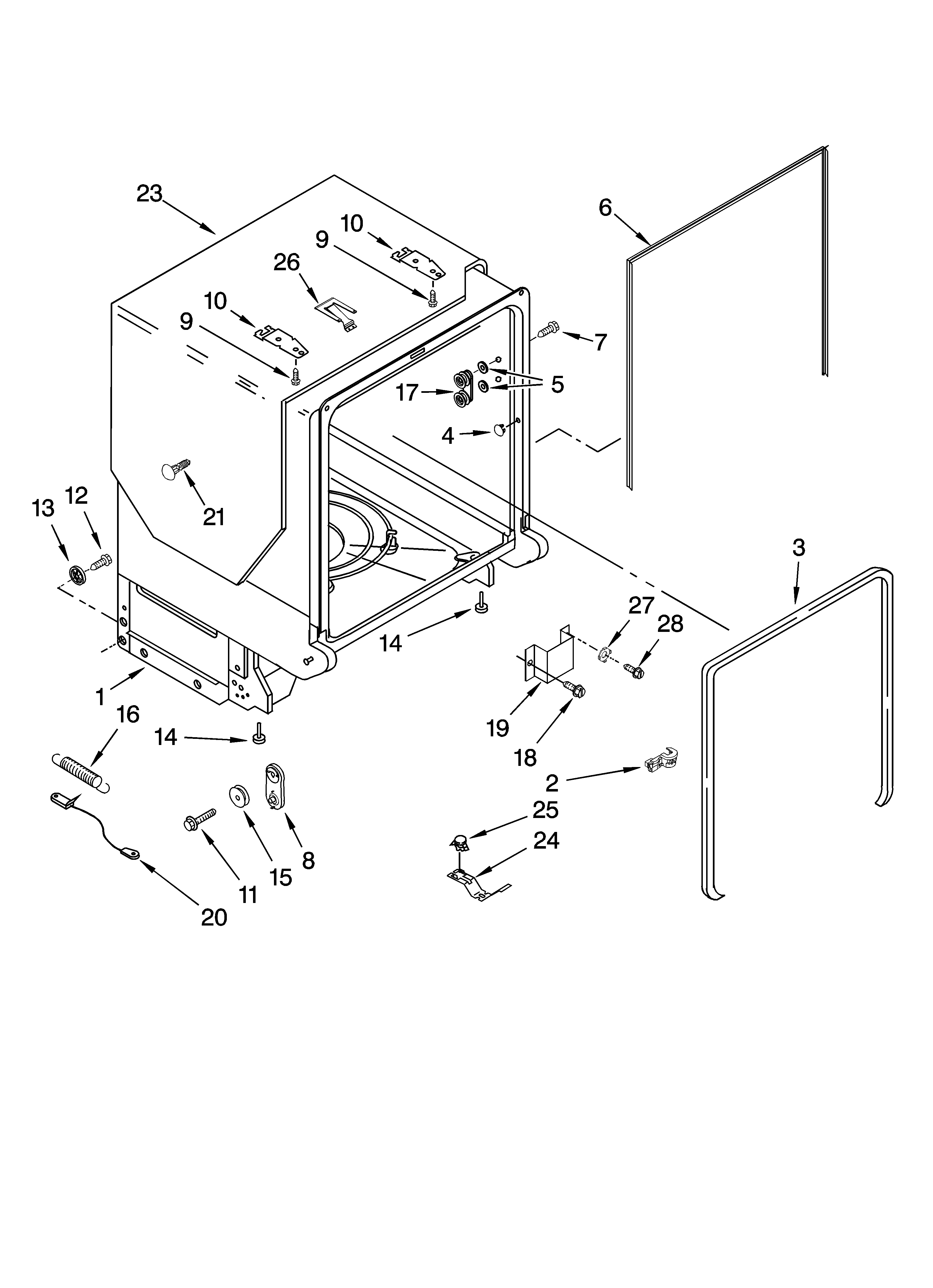 TUB AND FRAME PARTS