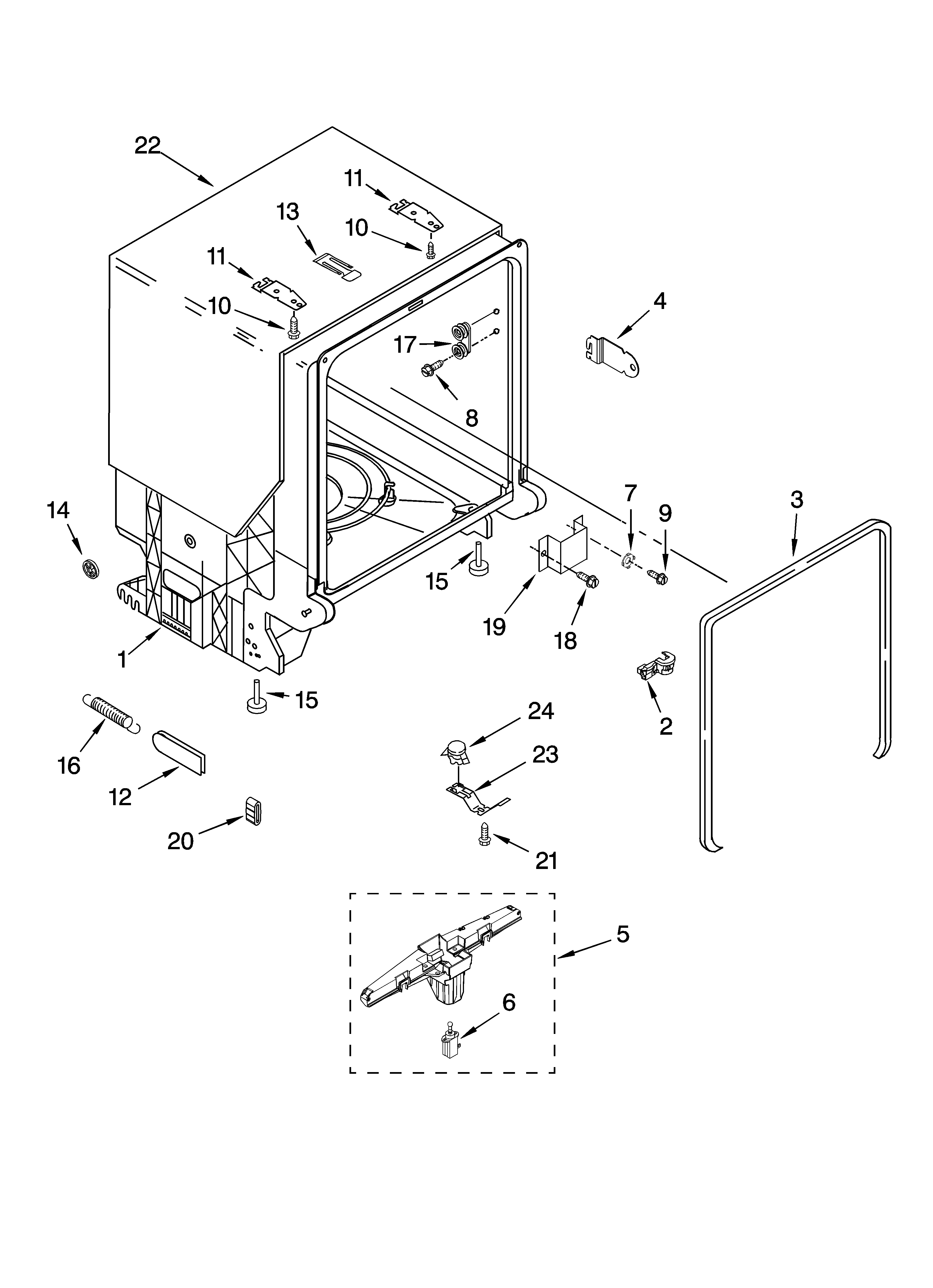 TUB AND FRAME PARTS