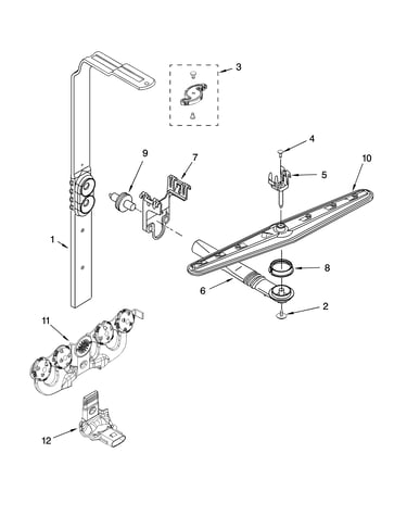 Upper wash and rinse parts