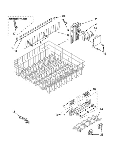 Upper rack and track parts