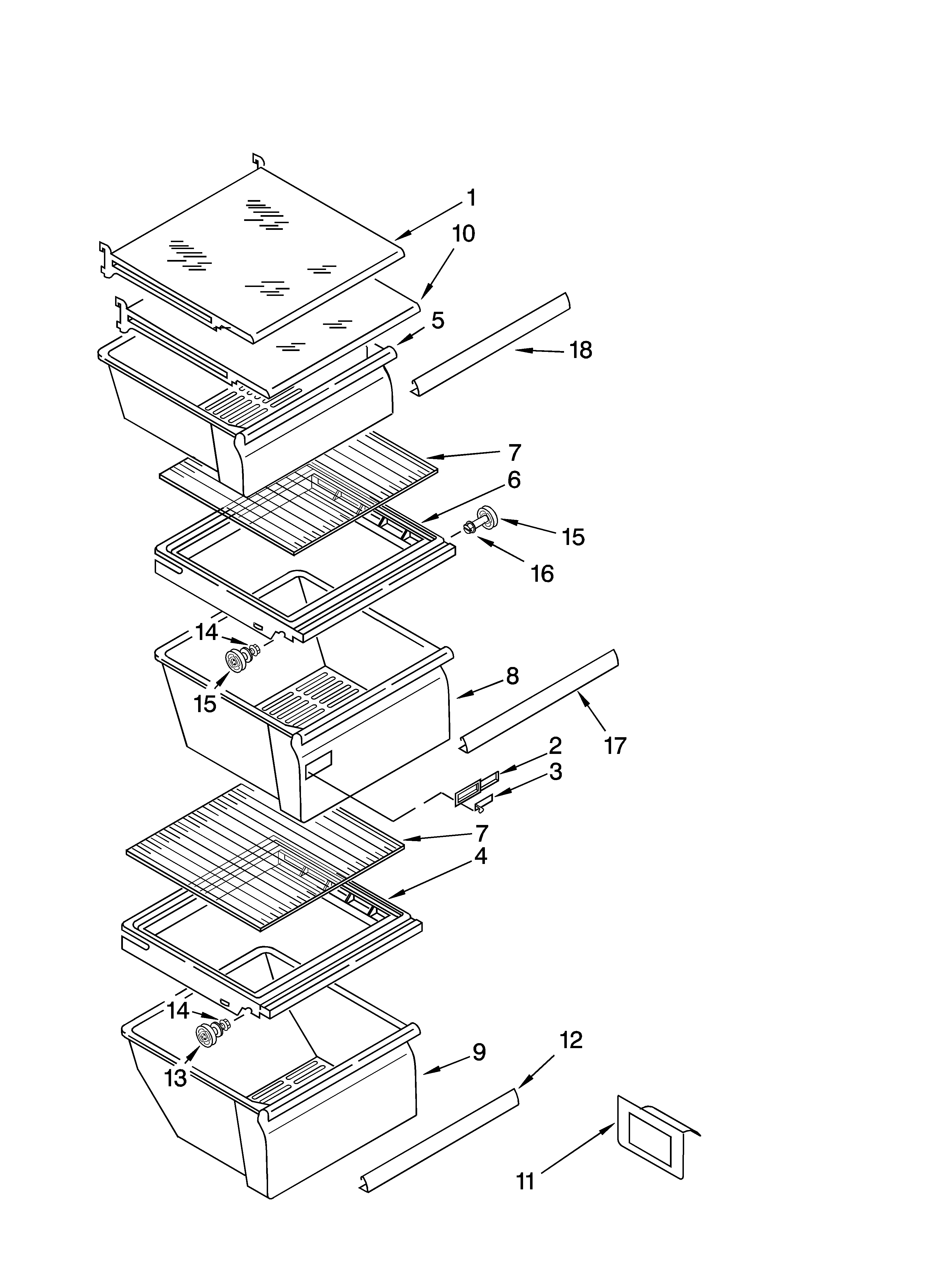 Refrigerator shelf parts