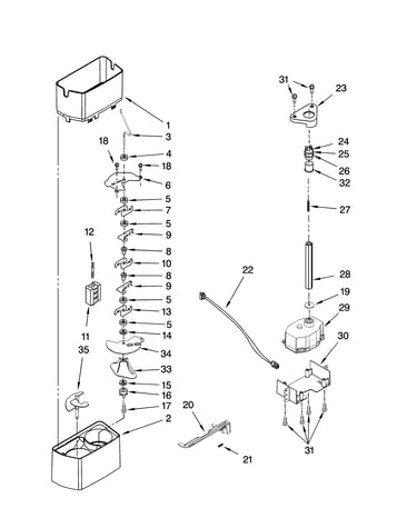 Motor and ice container parts
