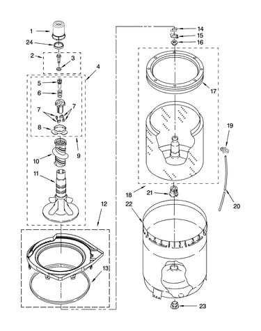Agitator, basket and tub parts