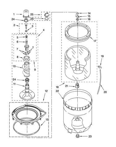 Agitator, basket and tub parts